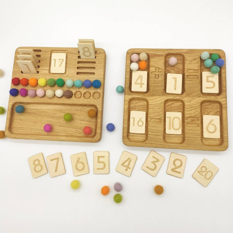 Montessori Math  reversible board with  number cards 1-20  counting board 1