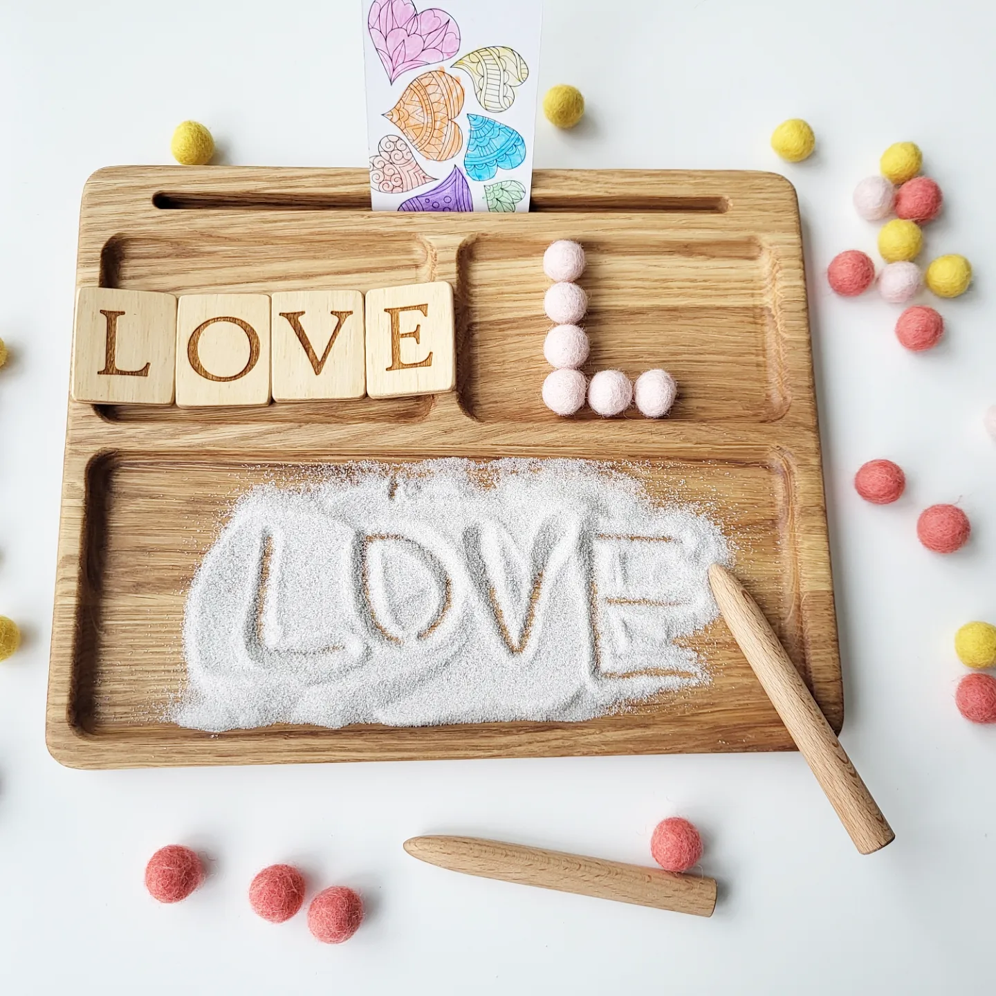 Sand tray with  letters cards  educational materials  for writing