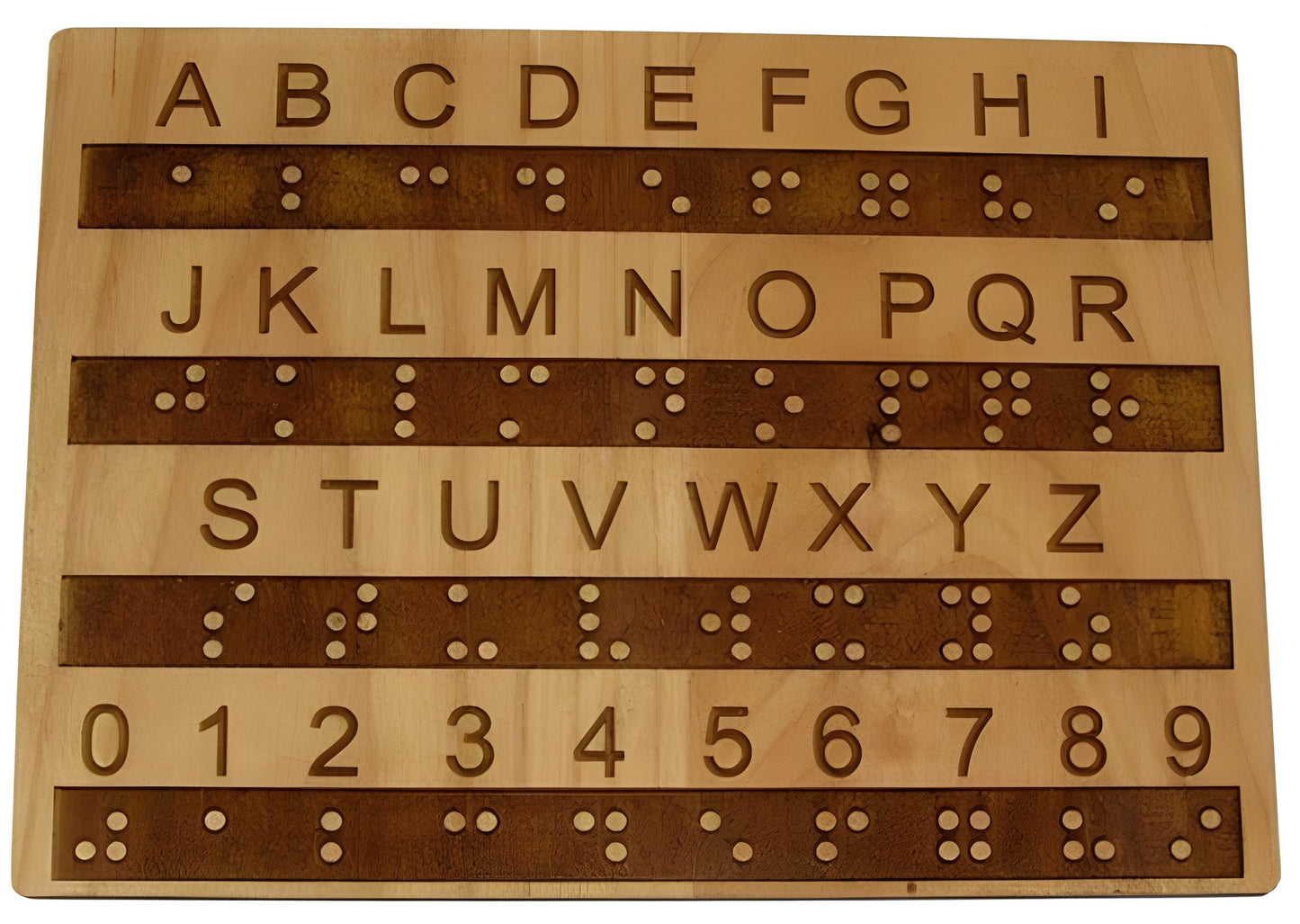 Tactile Braille  Alphabet and  Number Wood  Board