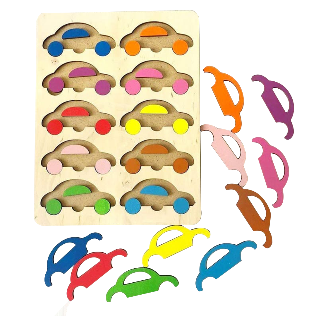 Wooden Puzzle  Cars, Montessori  Rainbow