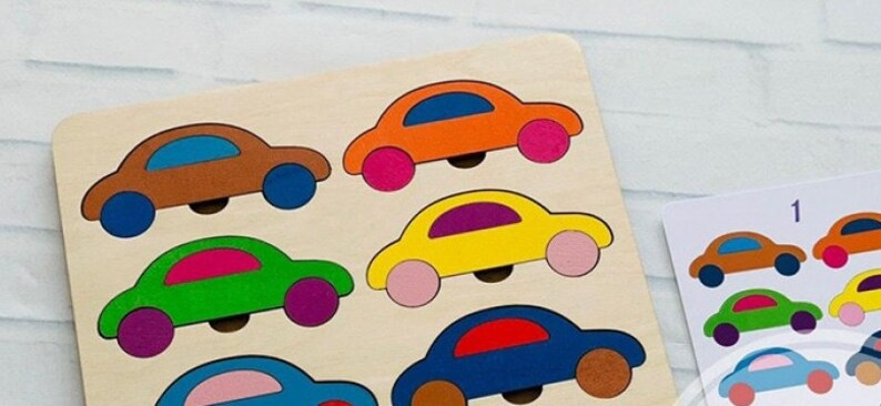 Wooden Puzzle  Cars, Montessori  Rainbow