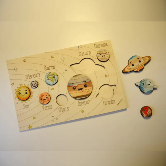 Wooden  Puzzle with  Planets of the  Solar System