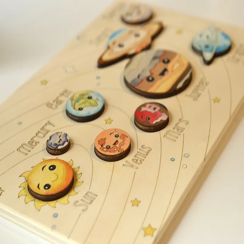 Wooden  Puzzle with  Planets of the  Solar System