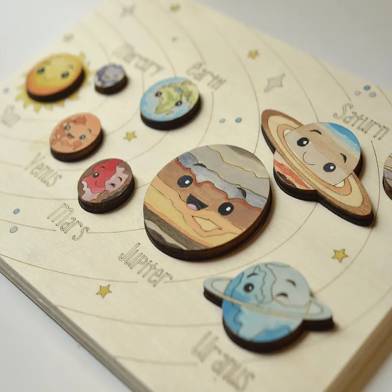 Wooden  Puzzle with  Planets of the  Solar System