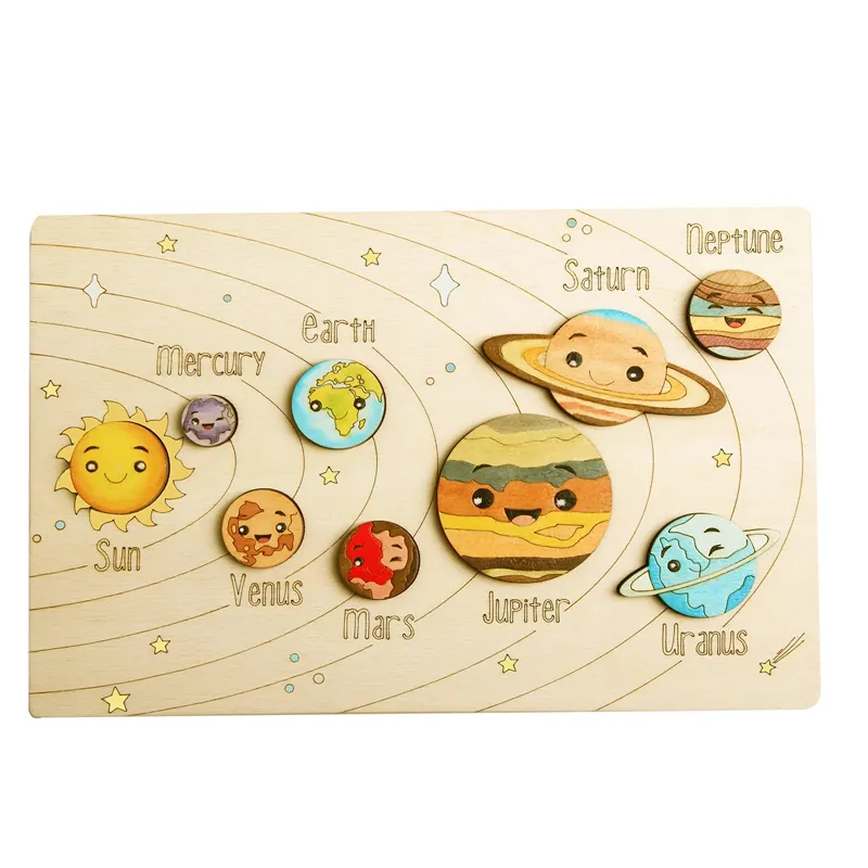 Wooden  Puzzle with  Planets of the  Solar System