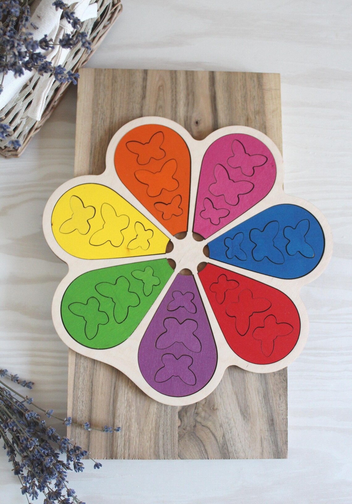 Rainbow wooden  puzzle montessori